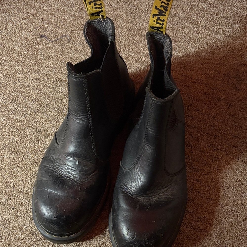 Dr. Martens Black Leather Boots steel toe non slip safety shoes